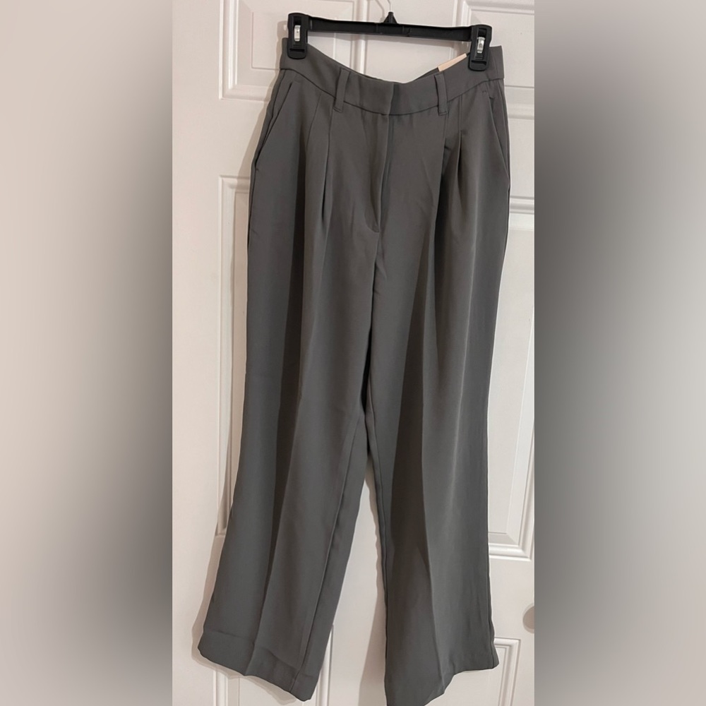 NWT Autres Filles Women’s S Pants Gray‎ Wide Leg Trousers Pleated Office Preppy